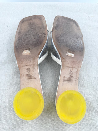 Staud low heel leather sandals with acrylic heel, 38