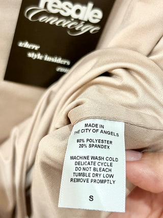 NWT Clyque The Label Donya Thin Strap Thong Bodysuit Tan Women's Size Small