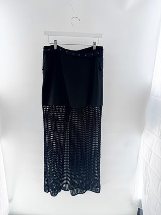 Nonchalant Black belted mesh maxi skirt, M