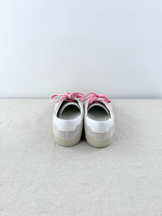 Saint Laurent SL-06 Signature Court Suede Sneakers White Pink Womens EU 38.5