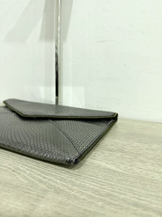 Rebecca Minkoff envelope leather clutch with metal trim