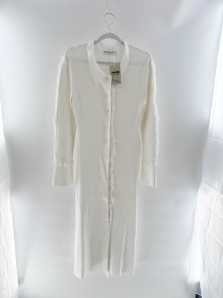 Nonchalant White ribbed fringe maxi dress, M
