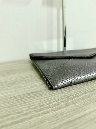 Rebecca Minkoff envelope leather clutch with metal trim