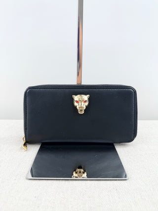 Roberto Cavalli large zip up leather wallet