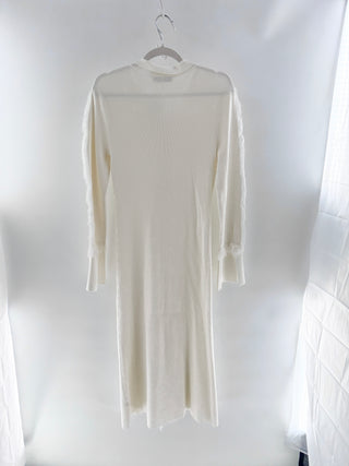 Nonchalant White ribbed fringe maxi dress, M