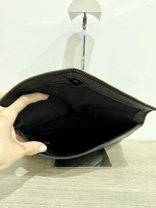 Rebecca Minkoff envelope leather clutch with metal trim