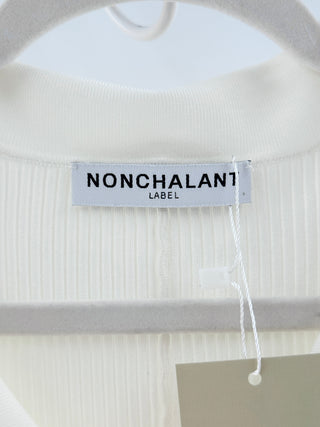 Nonchalant White ribbed fringe maxi dress, M