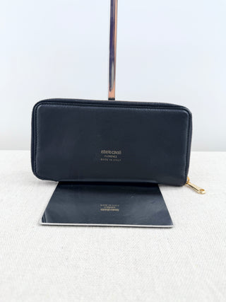 Roberto Cavalli large zip up leather wallet