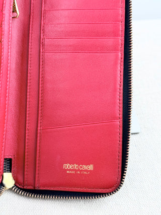 Roberto Cavalli large zip up leather wallet