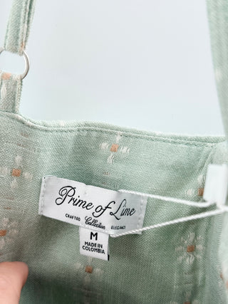 Prime of Line Sage green embroidered bustier dress, M