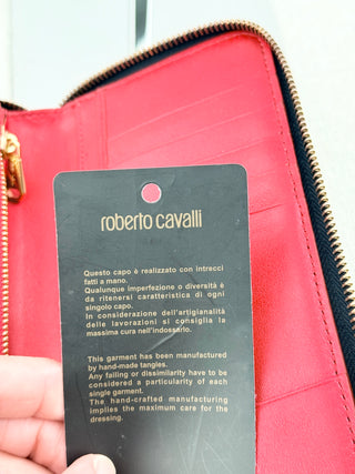 Roberto Cavalli large zip up leather wallet