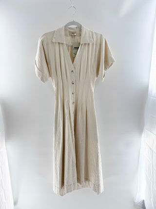 JBQ Cream buttom-down linen midi dress, S