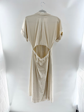 JBQ Cream buttom-down linen midi dress, S