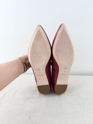 NWOT Cole Haan Brenna Skimmer Leather Pointed Toe Ballet Flats Red Women's US 9