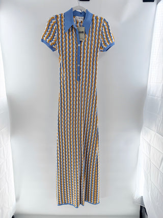 Ronny Kobo Striped polo knit maxi dress, M