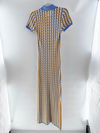 Ronny Kobo Striped polo knit maxi dress, M