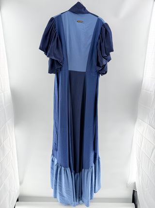 Yenny Bastida Blue colorblock puff sleeve dress, 10
