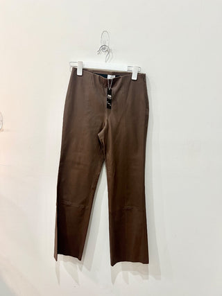 ecru brown 100% genuine leather pants, 2