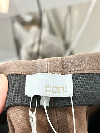 ecru brown 100% genuine leather pants, 2