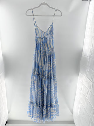 Misa Blue printed tiered maxi dress, S