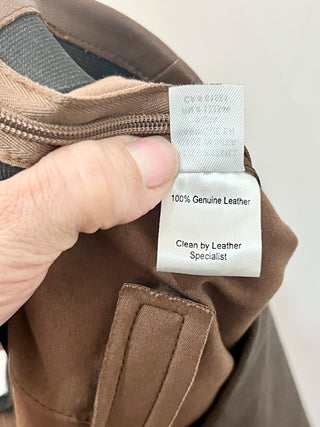 ecru brown 100% genuine leather pants, 2