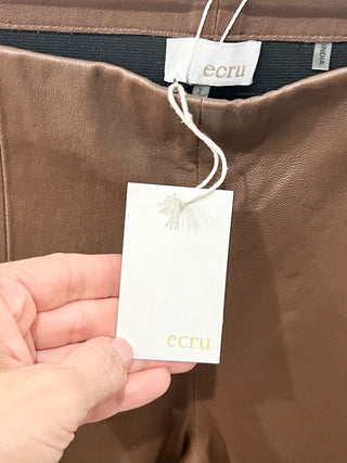 ecru brown 100% genuine leather pants, 2