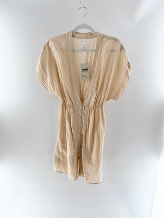 Honorine Beige linen elastic waist dress, S