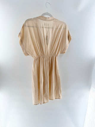 Honorine Beige linen elastic waist dress, S