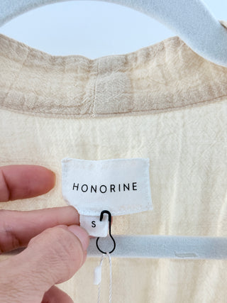 Honorine Beige linen elastic waist dress, S