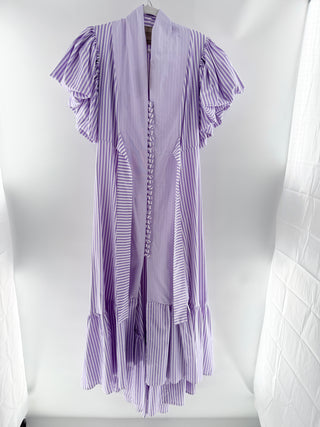 Yenny Bastida Purple striped puff sleeve dress, 10