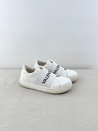Valentino Logo Leather Low Top Slip On Sneakers White Unisex 7 men / 9 women