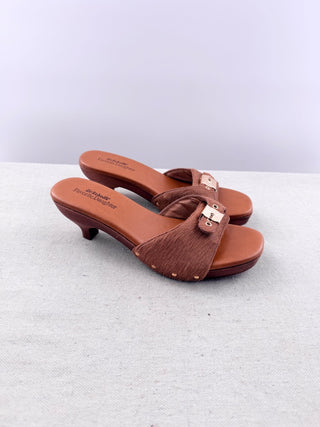 Dr. Scholl's x Favorite Daughter pony hair wooden slides, 8