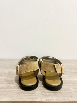 NWOT Everlane The City Crossover Suede Strappy Sandals Desert Tan Women's Size 8