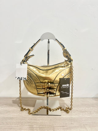 Zara metallic gold faux leather bag with chain