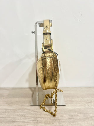 Zara metallic gold faux leather bag with chain
