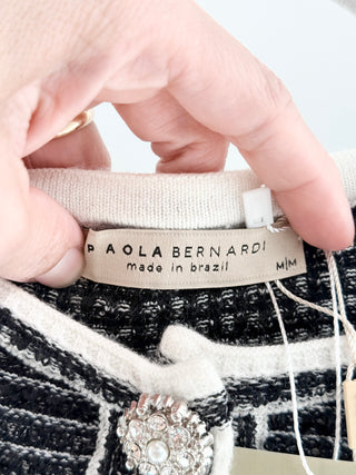 Paola Bernardi knit crop blazer jacket, M