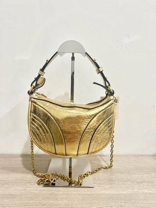 Zara metallic gold faux leather bag with chain