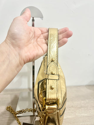 Zara metallic gold faux leather bag with chain