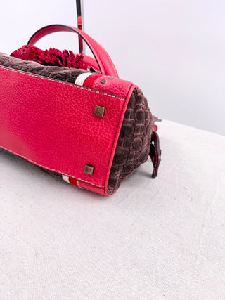 Carolina Herrera vintage leather and velvet tassel top handle bag