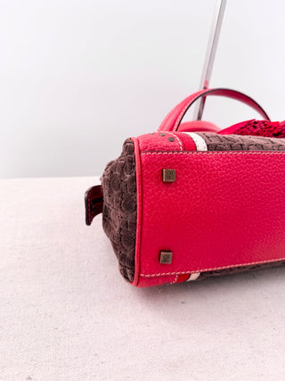 Carolina Herrera vintage leather and velvet tassel top handle bag