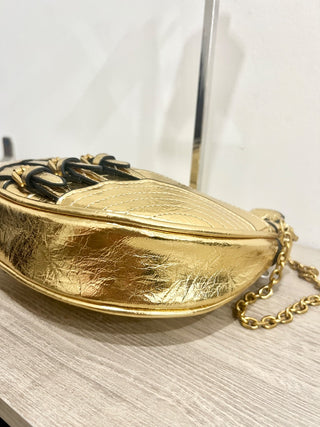 Zara metallic gold faux leather bag with chain