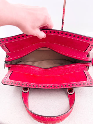 Carolina Herrera vintage leather and velvet tassel top handle bag