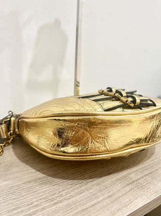 Zara metallic gold faux leather bag with chain