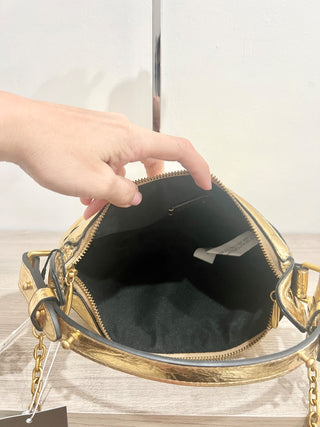 Zara metallic gold faux leather bag with chain
