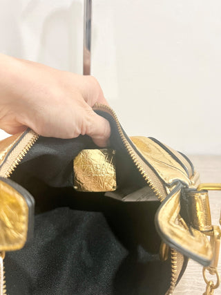 Zara metallic gold faux leather bag with chain