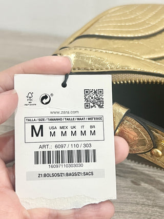 Zara metallic gold faux leather bag with chain