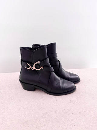 Ferragamo leather booties with gancini detail, 8