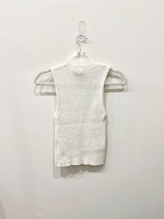 Alice & Olivia Darina Sleeveless Turtleneck Textured Tank Top White Women's XS