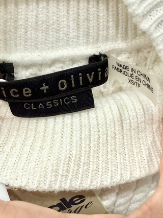 Alice & Olivia Darina Sleeveless Turtleneck Textured Tank Top White Women's XS