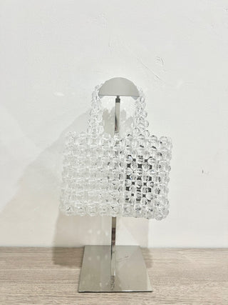 n.a. plastic beads acrylic top handle bag